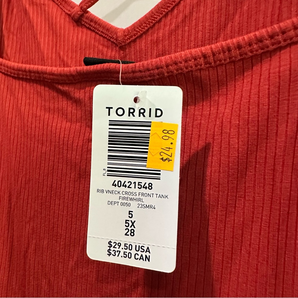 Torrid Everyday Rib V-Neck Cross Front Tank - Picture 5 of 6